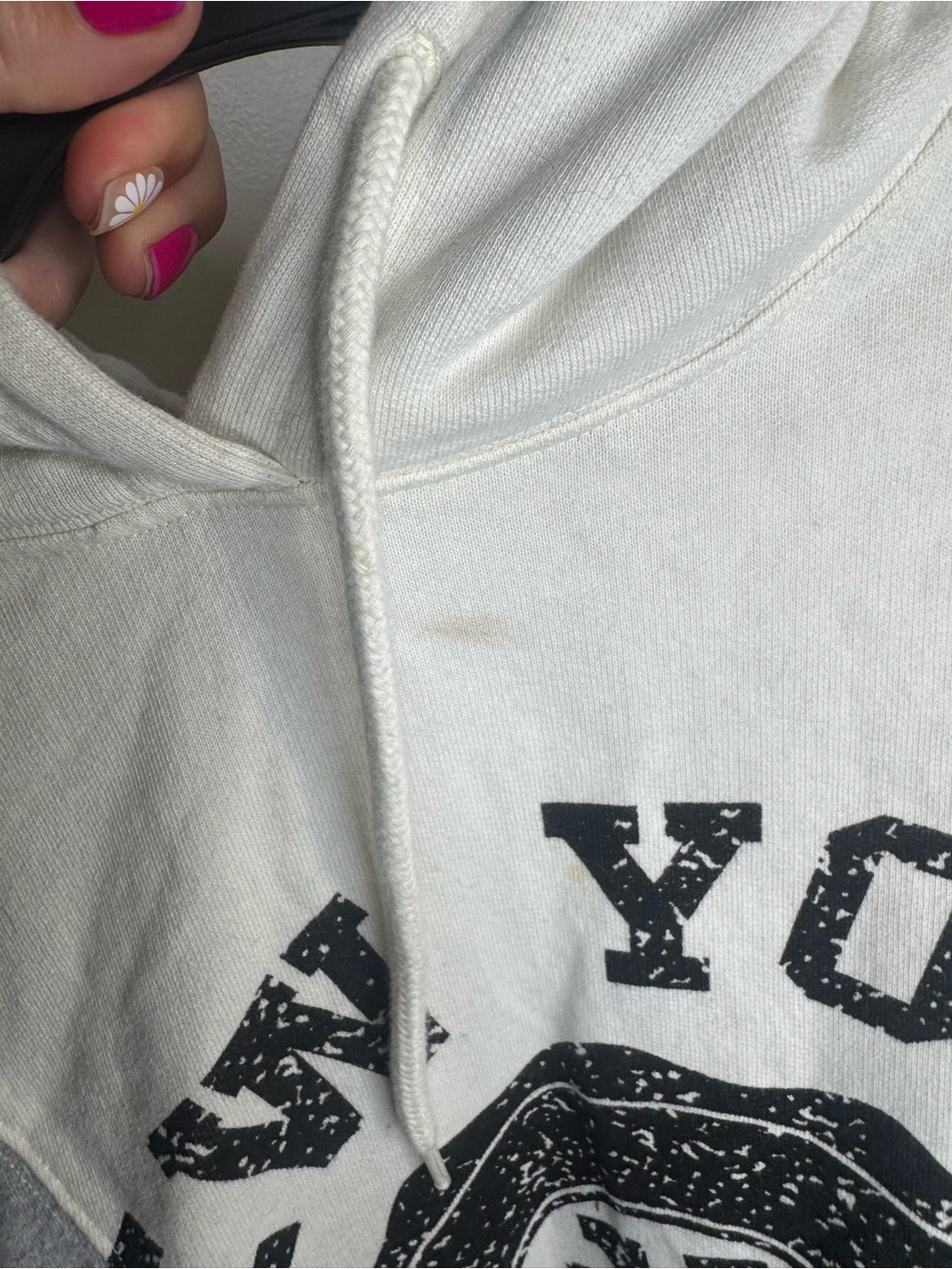 Urban Outfitters White, Navy & Gray New York Graphic Pullover Hoodie - Picture 3 of 4
